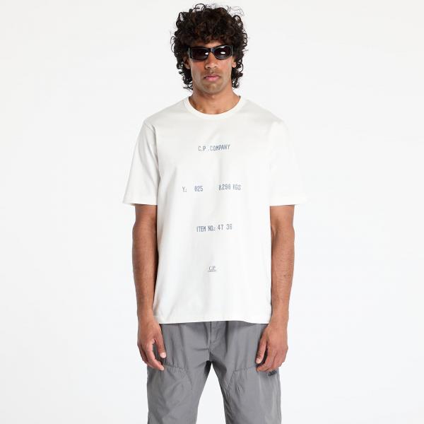 Tričko C.P. Company 30/2 Mercerized Jersey Twisted Typographic Logo T-Shirt Gauze White L