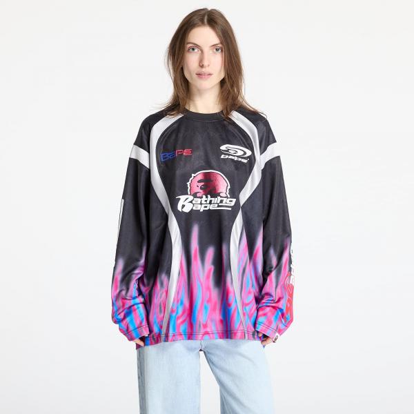 Dres A BATHING APE Flame Pattern Multilogo Relaxed Fit Football Jersey UNISEX Black M