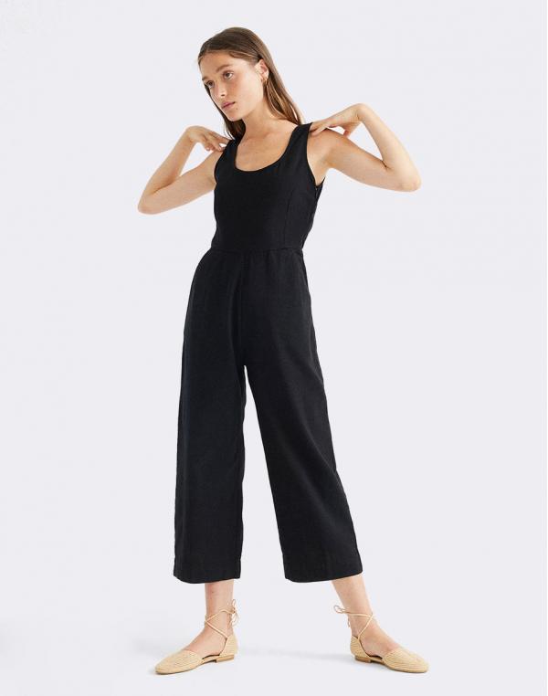 Thinking MU Black Rafflesia Jumpsuit BLACK S