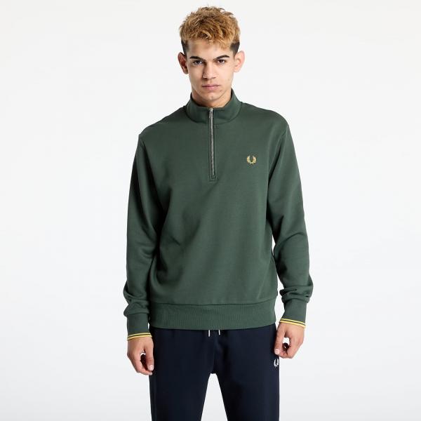 Mikina FRED PERRY Half Zip Sweatshirt Court Green M