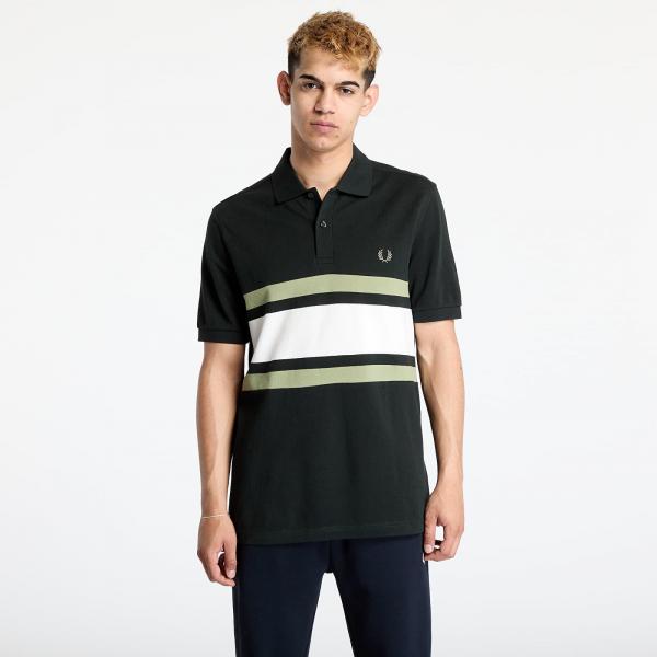 Tričko FRED PERRY Panelled Polo Shirt Night Green M