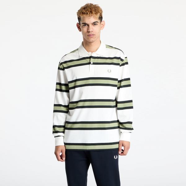 Tričko FRED PERRY Jersey Stripe Polo Shirt Light Ecru XL