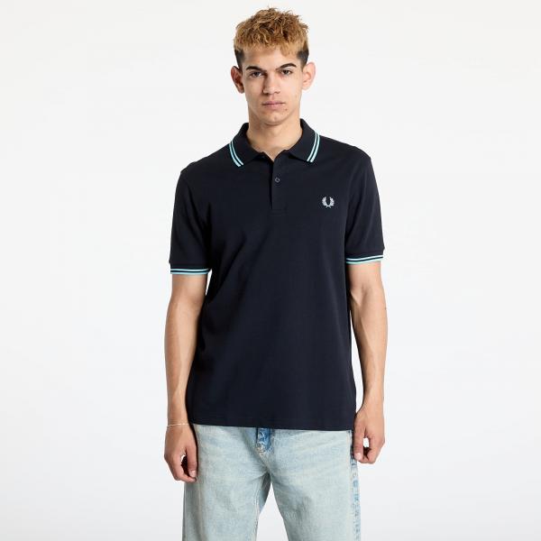 Tričko FRED PERRRY Twin Tipped Fred Perry Shirt Navy/ Mint Blue M