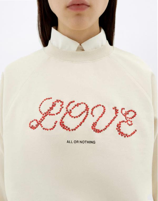 Thinking MU Love Heart Bonnie Sweatshirt WHITE XS