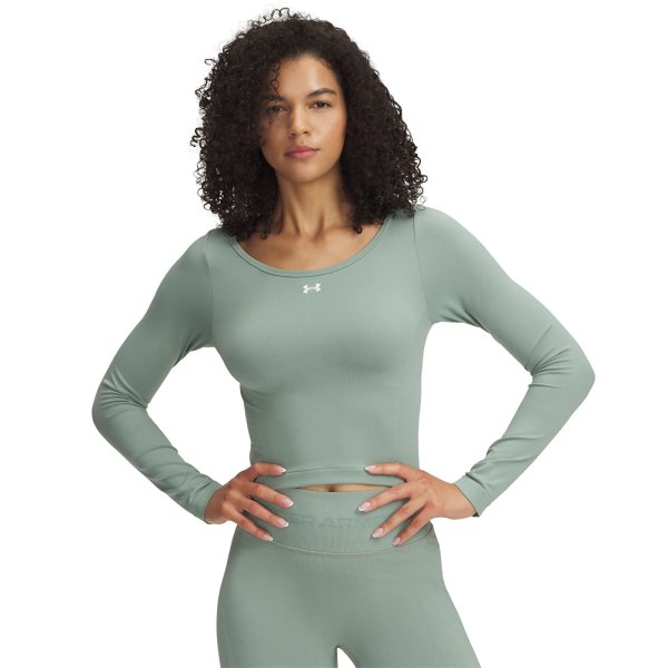 Tričko Under Armour Vanish Seamless LS Tee Silica Green/ White XL