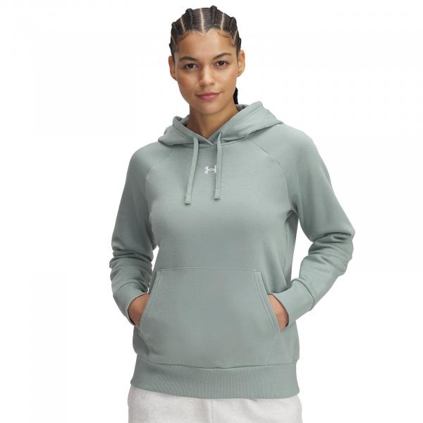 Mikina Under Armour Rival Fleece Hoodie Silica Green/ White XS