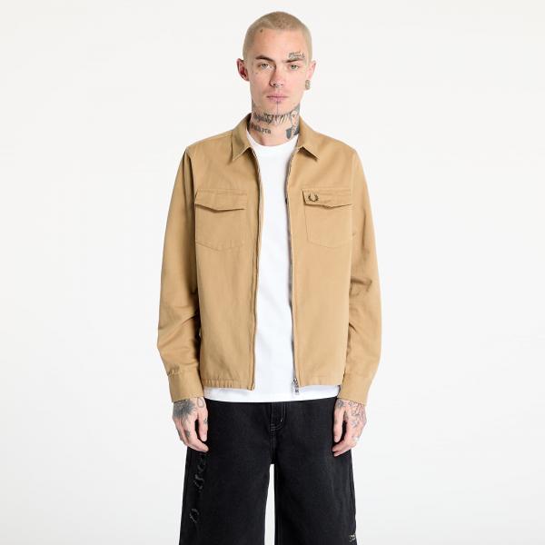 Košile FRED PERRY Twill Zip-Through Overshirt Warm Stone M
