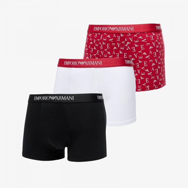 Boxerky EA7 Emporio Armani 3-Pack Trunk White/ Scooter White Prt/ Blk M