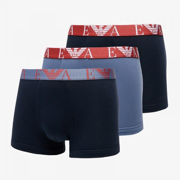 Boxerky EA7 Emporio Armani 3-Pack Trunk Armani Blu/ Vin Indi/ Ar.Blu M