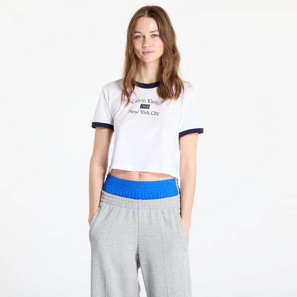 Tričko Calvin Klein Jeans Drapey Jersey Crop Brilliant White/ Baritone Blue L
