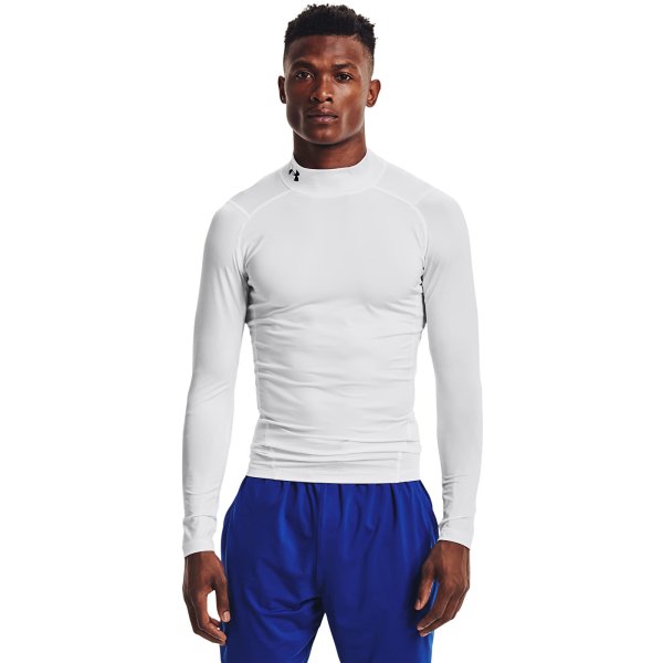 Tričko Under Armour Hg Armour Comp Mock LS White/ Black XL