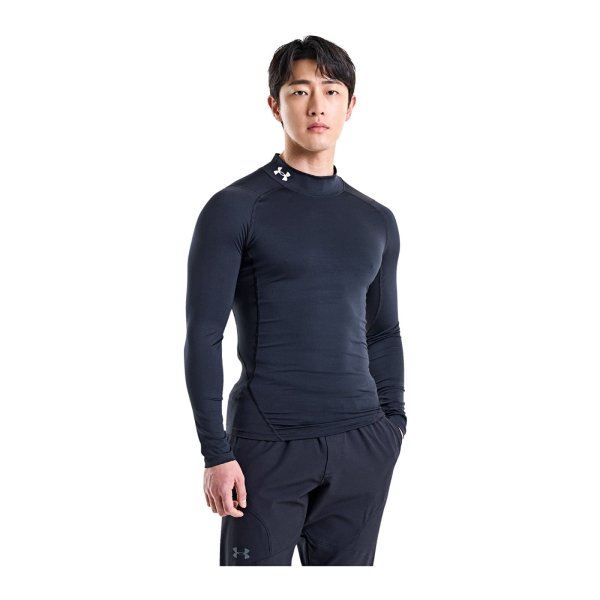 Tričko Under Armour Hg Armour Comp Mock LS Black/ White XS