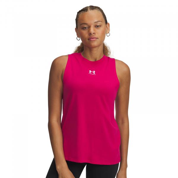 Tílko Under Armour Rival Muscle Tank Shaded Fuchsia/ White S