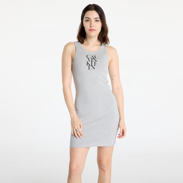 Šaty Calvin Klein Jeans Sl Cotton 1X1 Rib Dress Gray XS