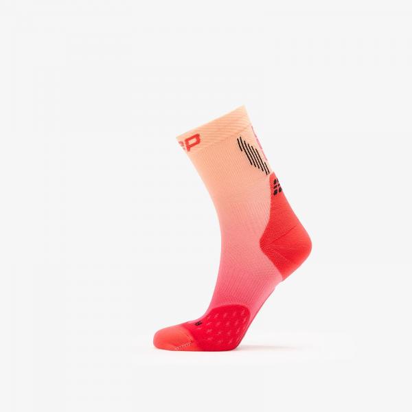 Ponožky CEP Mid Cut Gradient Socks Red/ Marigold Fade M