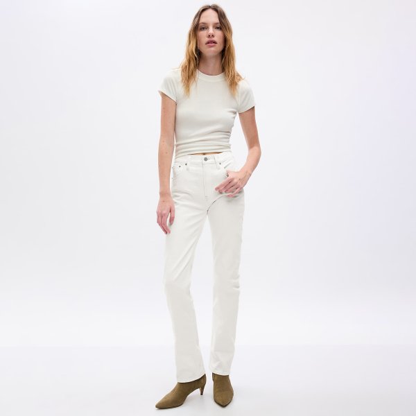 Džíny GAP 90S Straight High Rise New Off White W28