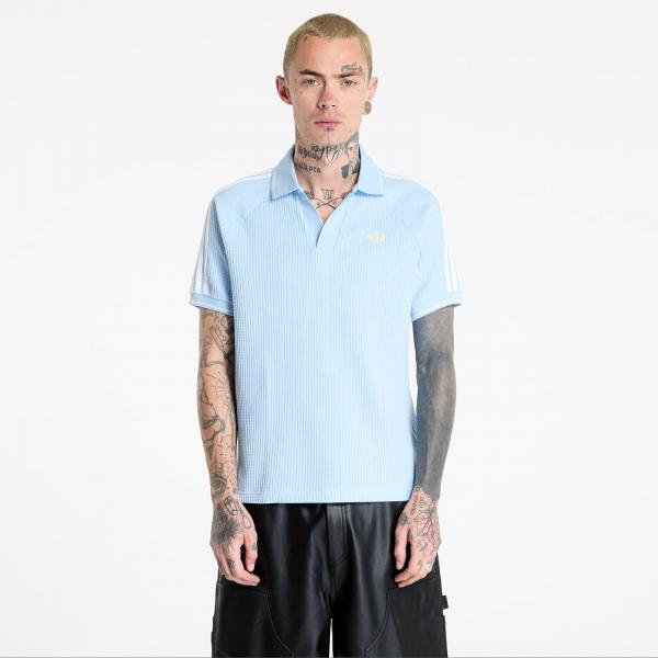 Tričko adidas Waffle Knit Polo Shirt Blue/ Clear Sky/ Almost Yellow M