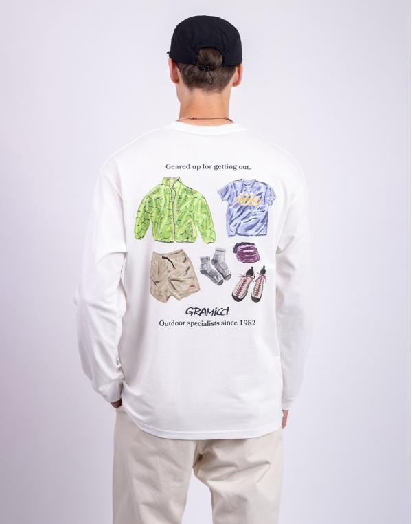 Tričko Gramicci Geared Up L/S Tee WHITE