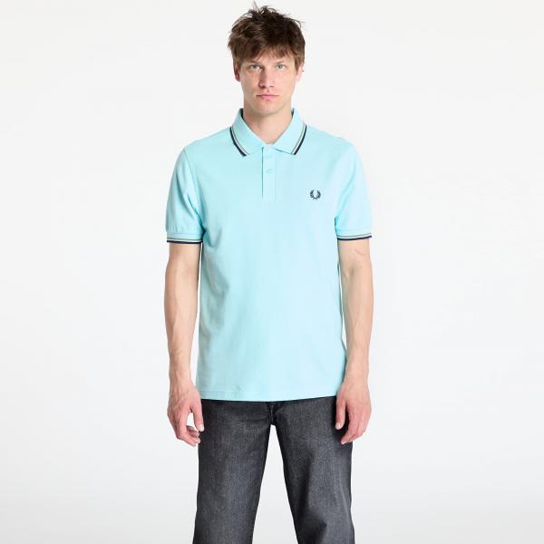 Tričko FRED PERRY Twin Tipped Shirt Mint Blue/ Olive Mint/ French Navy M