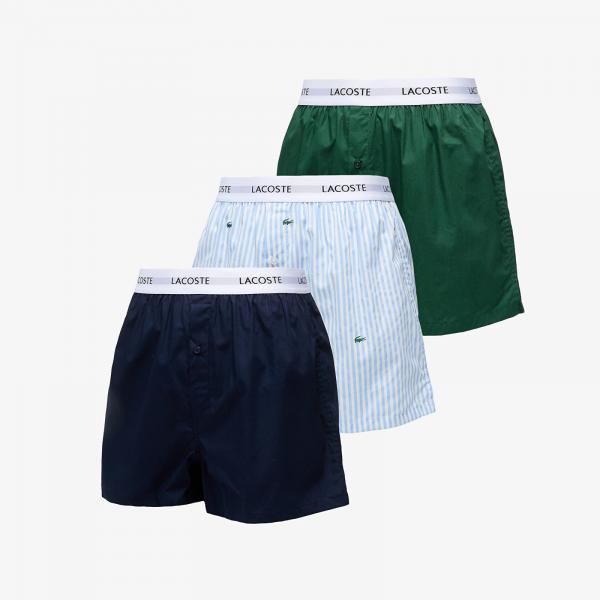 Boxerky LACOSTE Boxer 3-Pack Overview/ White/ Green/ Navy S