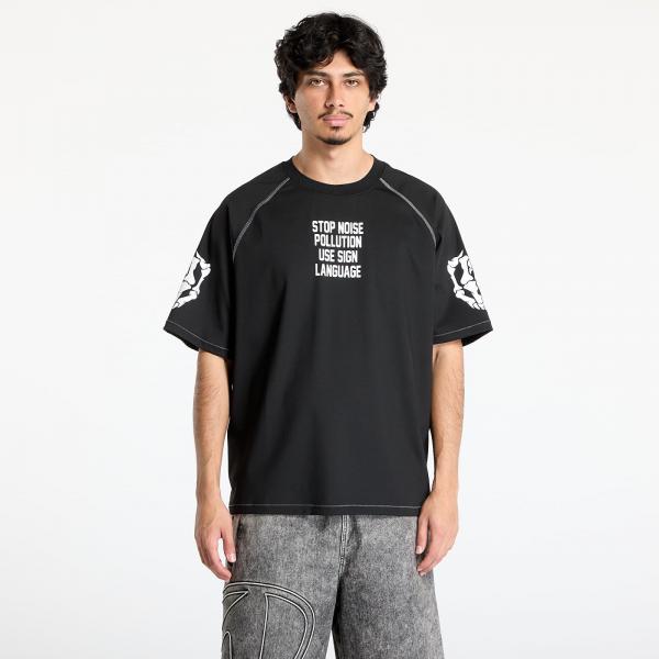 Tričko PLEASURES Pollution Boxy Raglan Black S