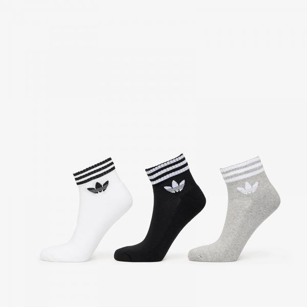 Ponožky adidas 3-Stripes Ankle Socks 3-Pack White/ Medium Grey Heather/ Black L
