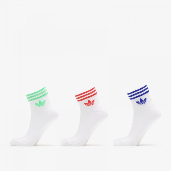 Ponožky adidas 3S Ankle S 3-Pack White/ Lucid Blue/ Scrgrn L