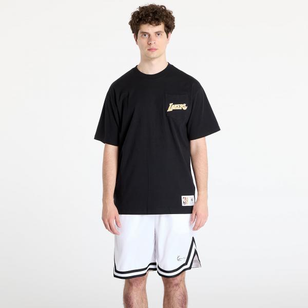 Tričko Mitchell & Ness NBA Double Hit Ss Pocket Tee Vintage Logo Lakers Black L