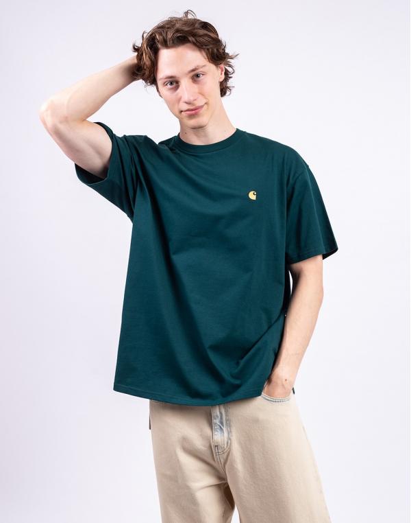 Tričko Carhartt WIP S/S Chase T-Shirt Dark Fir/Gold
