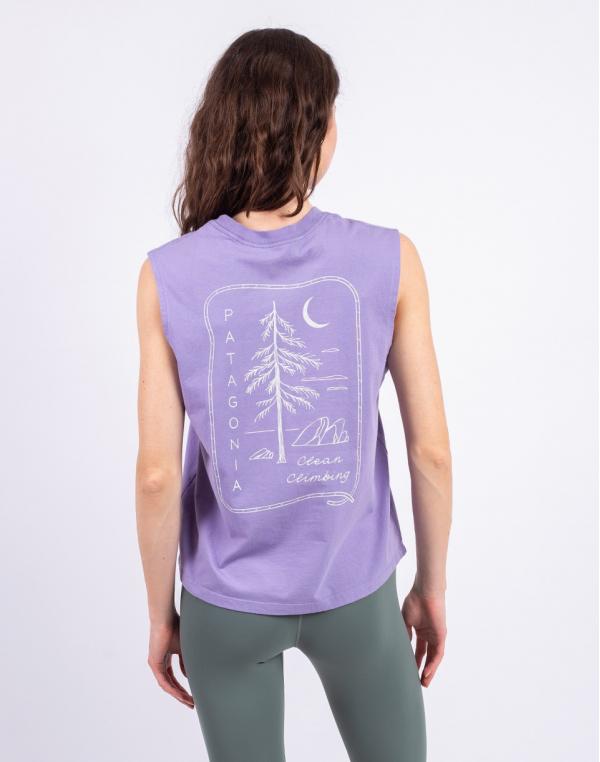 Patagonia W's Clean Climb Roots Boxy Organic Tank Concrete Purple L