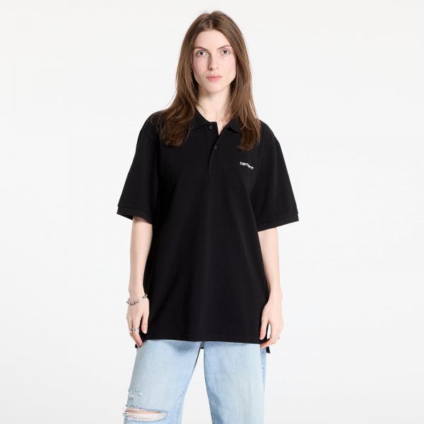 Tričko Carhartt WIP S/S Carhartt Script Polo UNISEX Black/ White XS