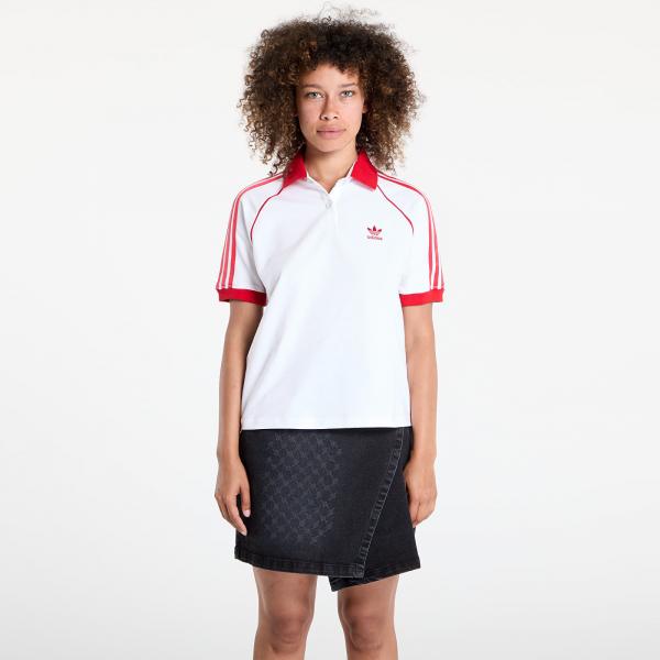 Košile adidas SST Adicolor Short Sleeve Polo White/ Better Scarlet XS