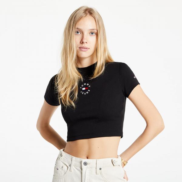 Tričko Tommy Jeans Baby Crop Tiny Tommy 2 Tee Black M