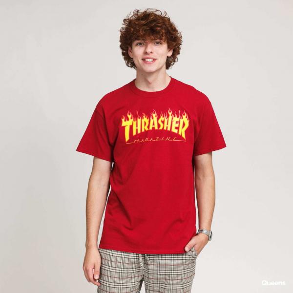 Tričko Thrasher Flame Logo Tee Dark Red S