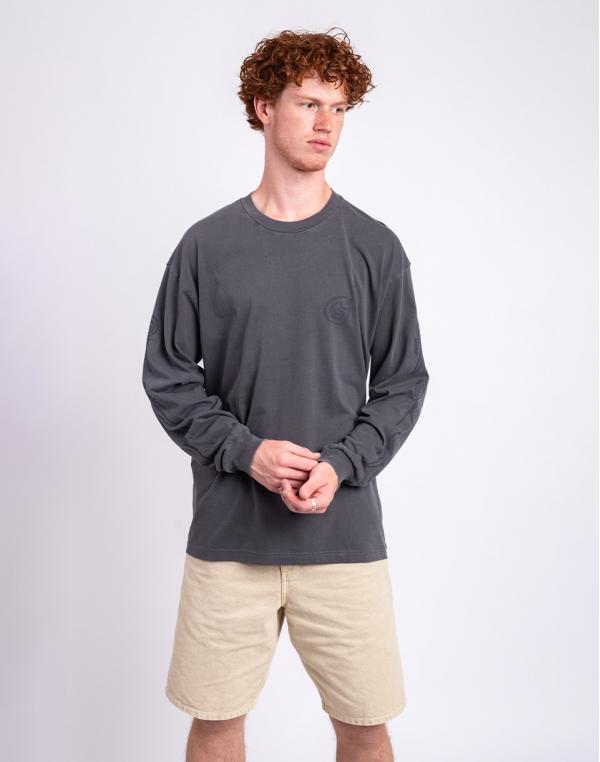 Tričko Carhartt WIP L/S Terrestrial T-Shirt Black/Graphite pigment garment dyed