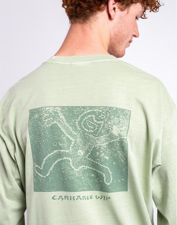 Tričko Carhartt WIP L/S Terrestrial T-Shirt Pale Olive/ Dollar Green pigment garment dyed