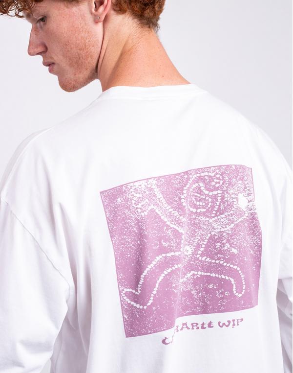 Tričko Carhartt WIP L/S Terrestrial T-Shirt White/ Pink Fog pigment garment dyed