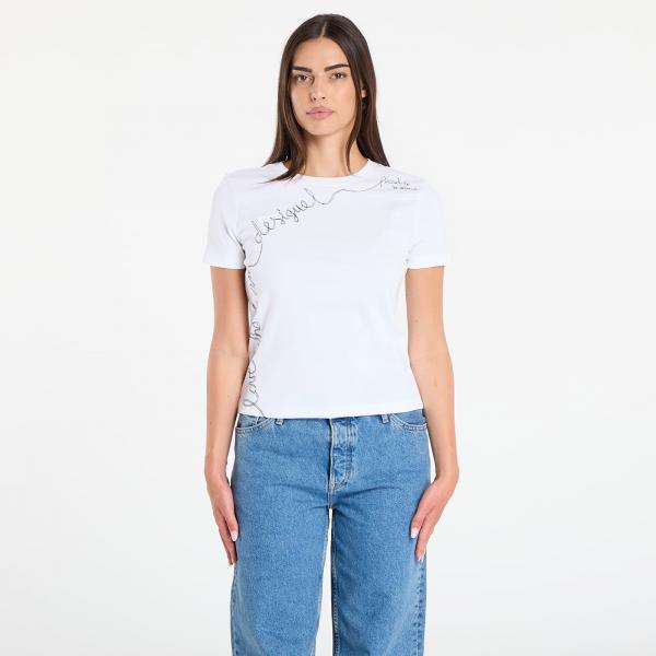 Tričko Desigual T-Shirt With Embroidered Lettering White XS