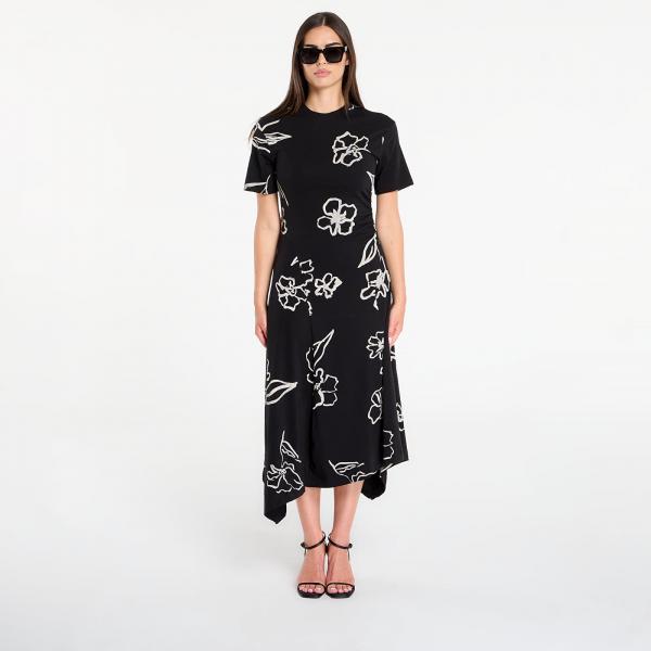 Šaty Desigual Asymmetrical Dress With Floral Patterns Black L