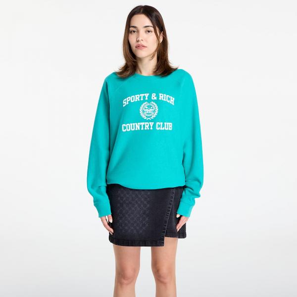 Mikina Sporty & Rich Varsity Crest Soft Crewneck UNISEX Spring Green L