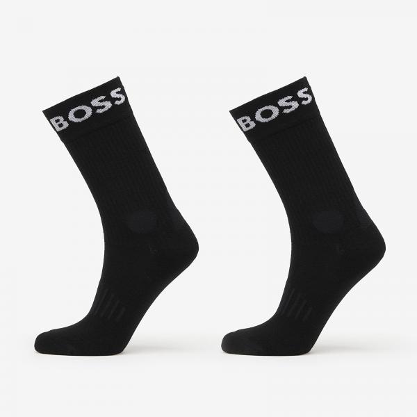 Ponožky Hugo Boss Quarter-Length Socks in Stretch Fabric 2-Pack Black 39-42