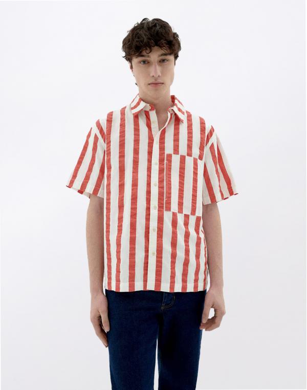 Thinking MU Red Maxi Stripes Kurt Shirt RED S