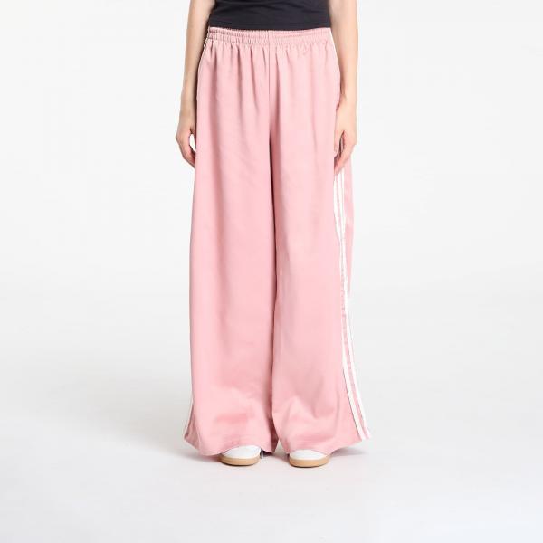 Kalhoty adidas Originals Satin Wide Leg Tracksuit Bottoms Ruffle 3-Stripes Wonder Mauve/ Cream White M