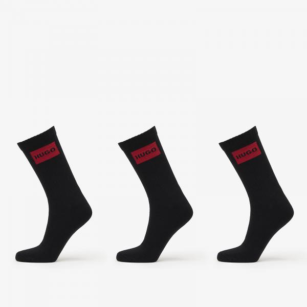 Ponožky Hugo Boss Men-H-3-Pack Qs Rib Label Cc Black 43-46
