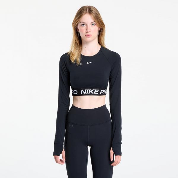 Tílko Nike Pro Women's Dri-FIT Cropped Long-Sleeve Top Black/ White L
