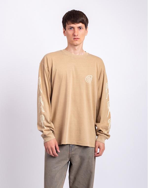Tričko Carhartt WIP L/S Terrestrial T-Shirt Dusty H Brown/Natural pigment dyed