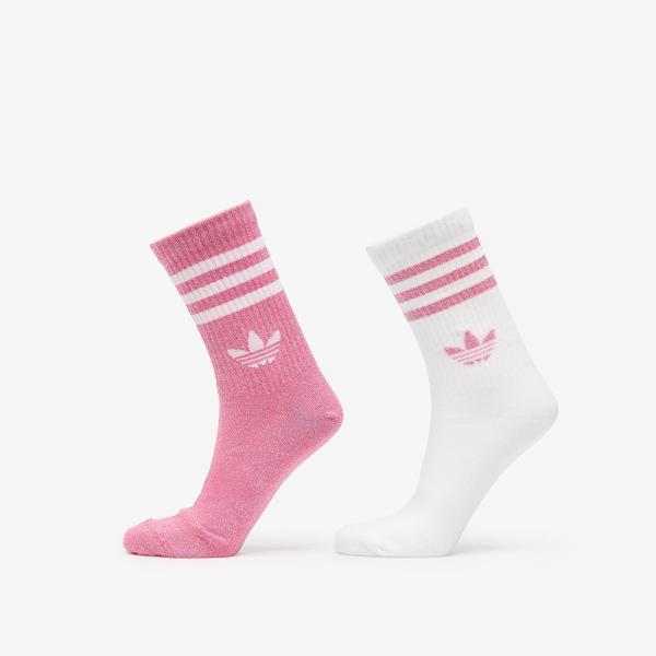 Ponožky adidas 3-Stripes Glitter Crew Socks 2-Pack Pink Fusion M