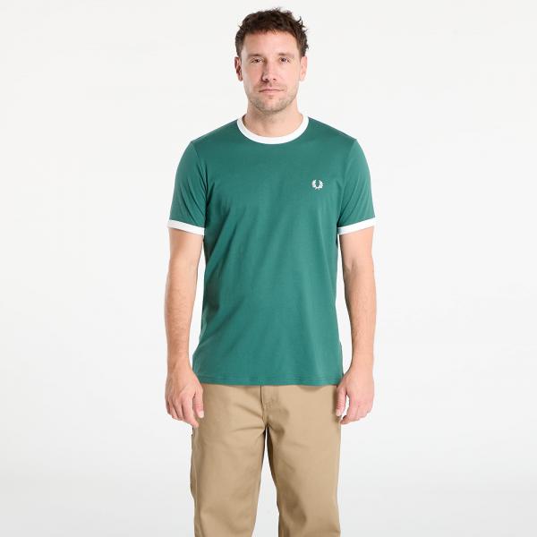 Tričko FRED PERRY Ringer T-Shirt Sport Green/ Snow White M