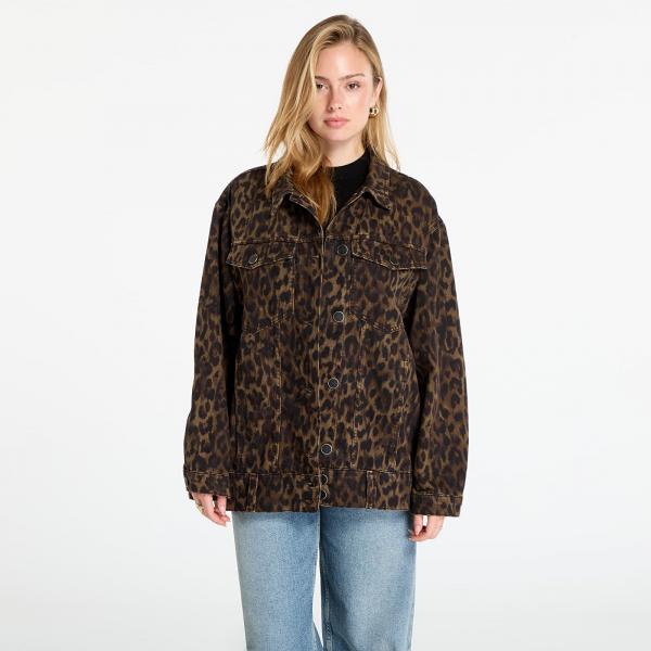 Bunda AllSaints Willow Leopard Print Denim Jacket Leppo Brown L
