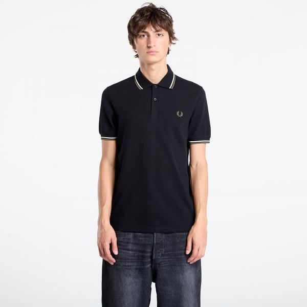 Tričko FRED PERRY Twin Tipped Fred Perry Shirt UNISEX Blk/ Ecr/ Lrlwgren L